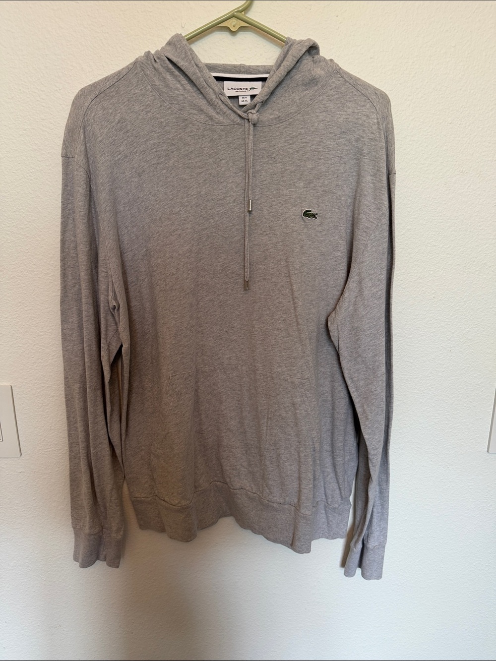 Lacoste Men’s Light Gray Hooded Pullover Sweatshirt
